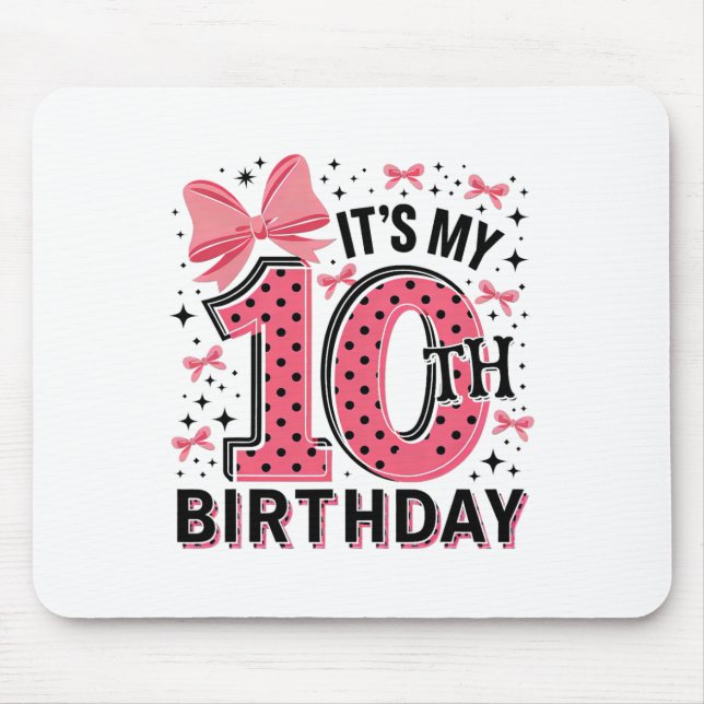 10th Coquette Birthday Girl 10 Years Old Girl Coqu Mouse Pad (Front)