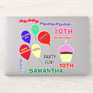 10th Cupcake Birthday Girl Balloons Vinyl