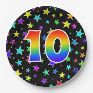 10th Event: Bold, Fun, Colorful Rainbow 10 Paper Plate