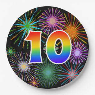 10th Event - Fun, Colourful, Bold, Rainbow 10 Paper Plate