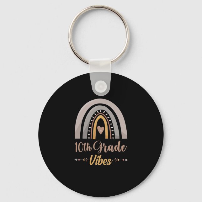 10th Grade Vibes Tenth Grade Back to School Key Ring (Front)