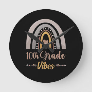 10th Grade Vibes Tenth Grade Back to School Round Clock
