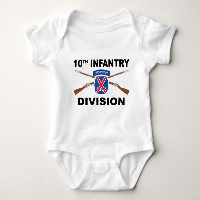 10th Infantry Division - Mountain - Crossed Rifles Baby Bodysuit (Front)