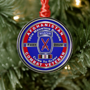 10th Mountain Division Afghanistan Veteran Metal Ornament