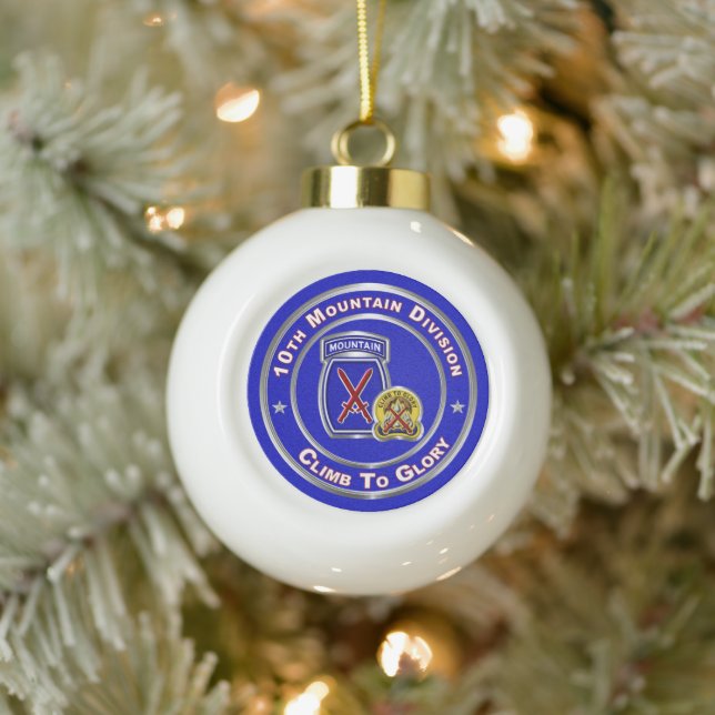 10th Mountain Division  Ceramic Ball Christmas Ornament (Tree)