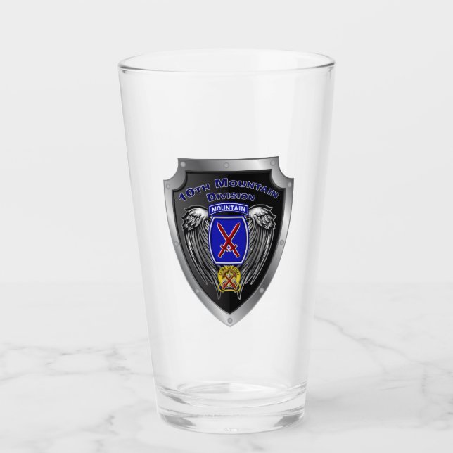 10th Mountain Division ”Climb To Glory” Shield Glass (Front)