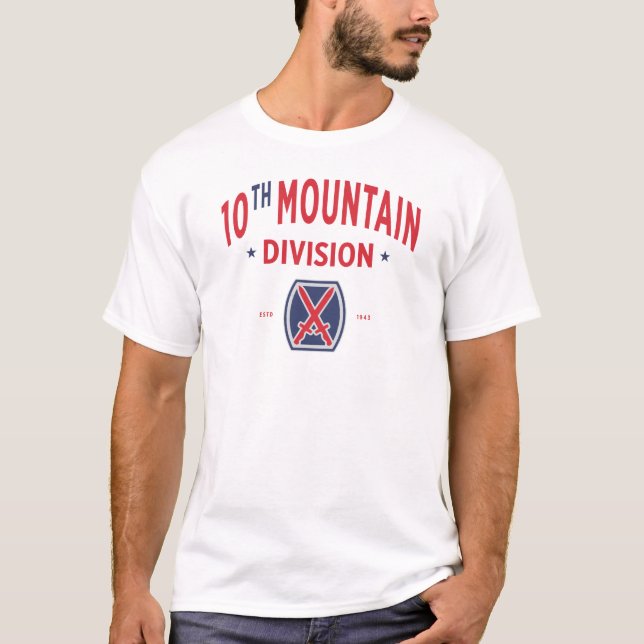 10th Mountain Division "Mountaineer" Badge T-Shirt (Front)