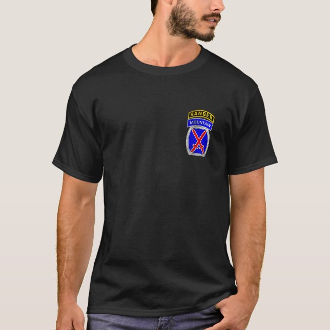 10th Mountain Division Ranger Tab Logo Military Ve T-Shirt (Front)