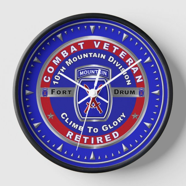 10th Mountain Division Retired Veteran  Clock (Front)
