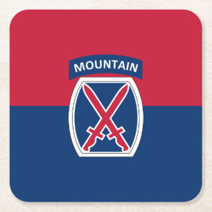 10th Mountain Division Square Paper Coaster