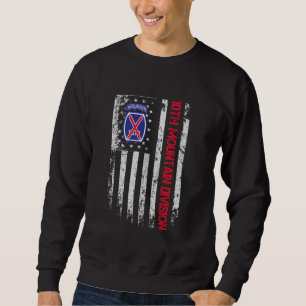 10th Mountain Division Veteran Vintage USA Flag Ve Sweatshirt