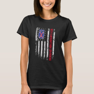 10th Mountain Division Veteran Vintage USA Flag Ve T-Shirt
