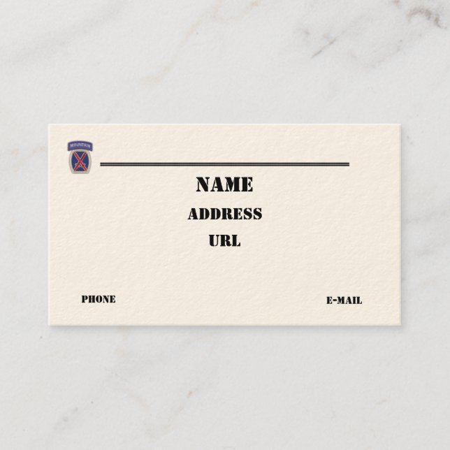 10th Mountain Division vets patch business Card (Front)