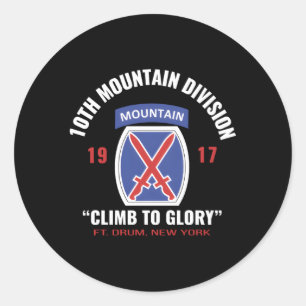 10Th Mtn Div Climb To Glory Classic Round Sticker