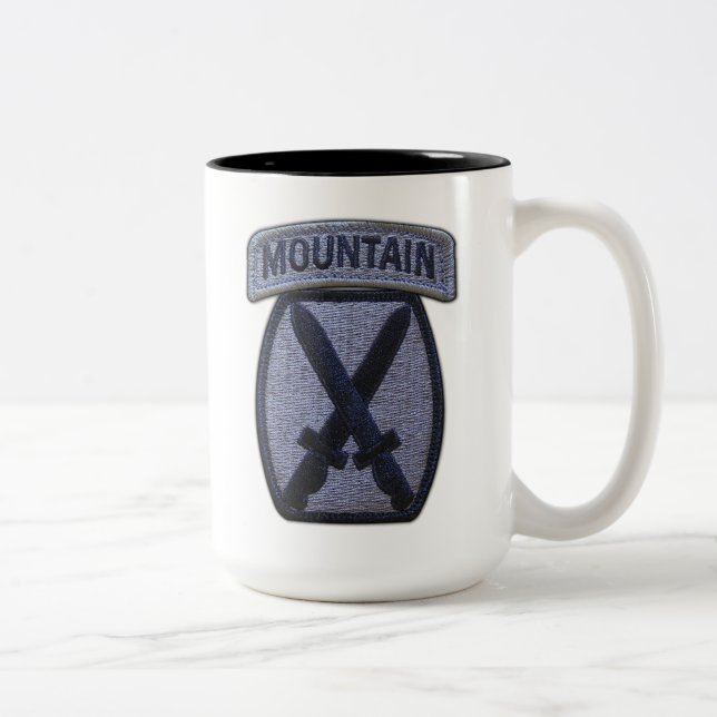 10th mtn mountain division fort drum veterans vets Two-Tone coffee mug (Right)