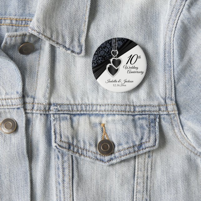 10th Onyx Wedding Anniversary Design 6 Cm Round Badge (In Situ)