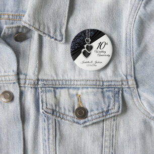 10th Onyx Wedding Anniversary Design 6 Cm Round Badge