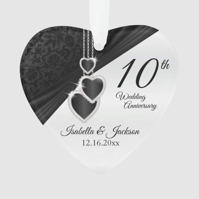 10th Onyx Wedding Anniversary Keepsake Design Ornament (Front)