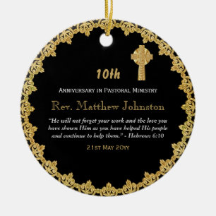 10th Ordination Anniversary Personalised Scripture Ceramic Ornament