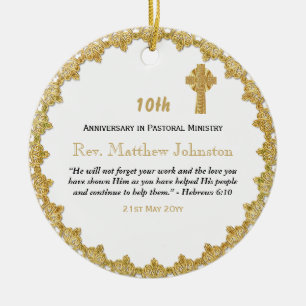 10th Ordination Anniversary Personalised Scripture Ceramic Ornament