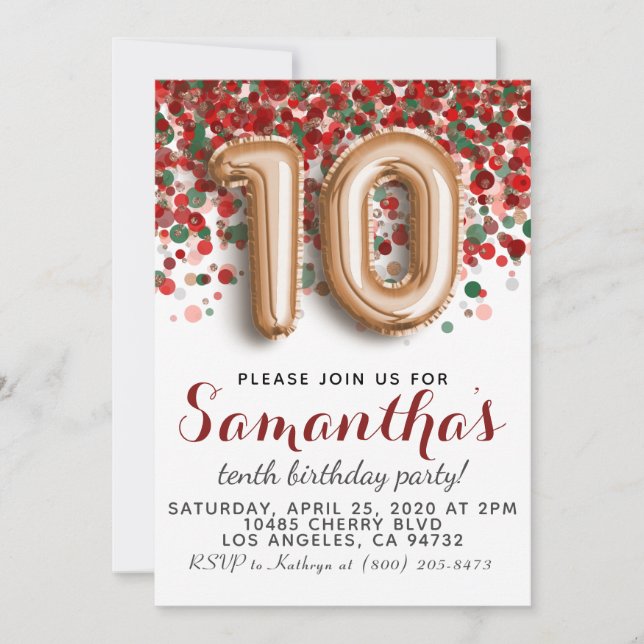 10th Rose Gold Birthday Invitation (Front)