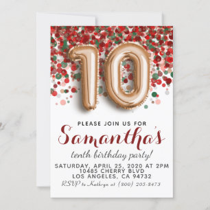 10th Rose Gold Birthday Invitation