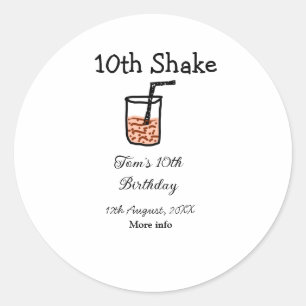 10th Shake 10th happy birthday milkshake scribble Classic Round Sticker