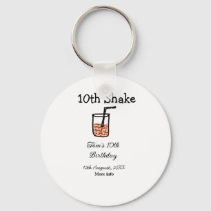 10th Shake 10th happy birthday milkshake scribble Key Ring
