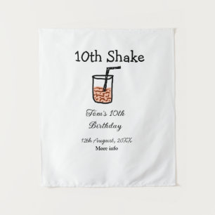 10th Shake 10th happy birthday milkshake scribble Tapestry