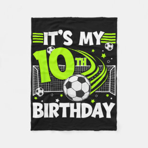10th Soccer Birthday Party 10 Year Old Soccer Play Fleece Blanket