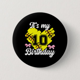 10th Softll Birthday Party 10 Year Old Softll Play 6 Cm Round Badge
