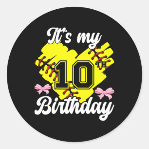 10th Softll Birthday Party 10 Year Old Softll Play Classic Round Sticker