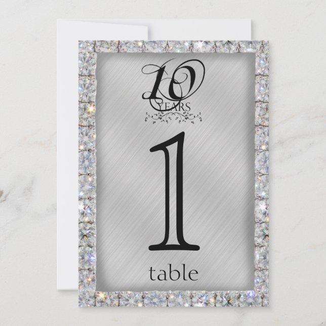 10th Tin and Diamond Anniversary Table Number (Front)