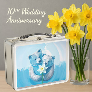 10th Tin Anniversary Bear Couple Metal Lunch Box