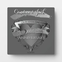 10th Tin Wedding Anniversary 3D Heart Emblem