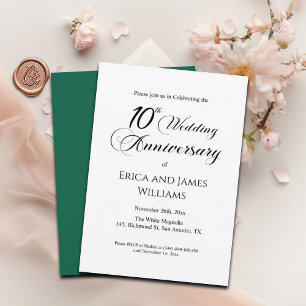 10th Tin Wedding Anniversary Elegant Script Invitation