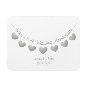 10th tin wedding anniversary magnet