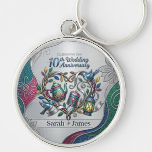 10th Tin Wedding Anniversary Photo Thank You Gifts Key Ring