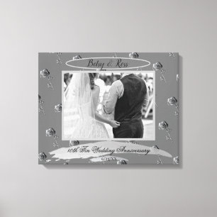 "10th Tin Wedding Anniversary" Tin Colour Roses Canvas Print