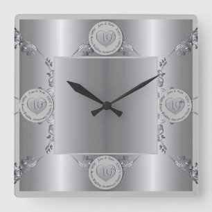 10th Tin Wedding Anniversary Wall Clock