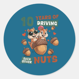 10th Wedding Anniversary 10 Couple Classic Round Sticker