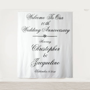 10th Wedding Anniversary Chic Photo Booth Backdrop Tapestry