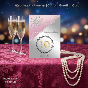 10th Wedding Anniversary   Clear Diamond & Pearls Card