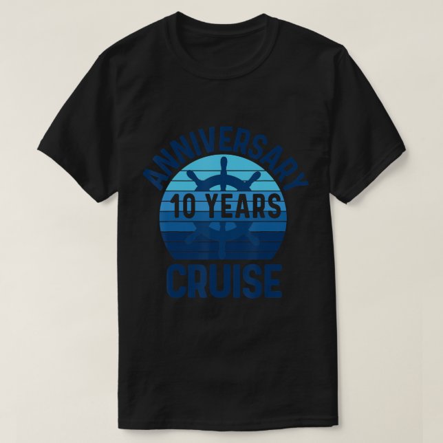10th Wedding Anniversary Cruise 10 Years Couples V T-Shirt (Design Front)