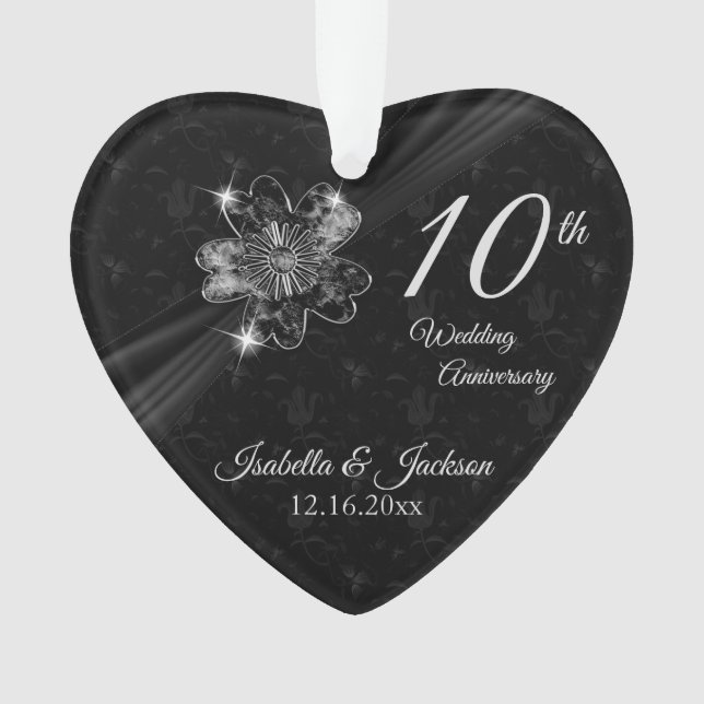 10th Wedding Anniversary Floral Keepsake Design Ornament (Front)