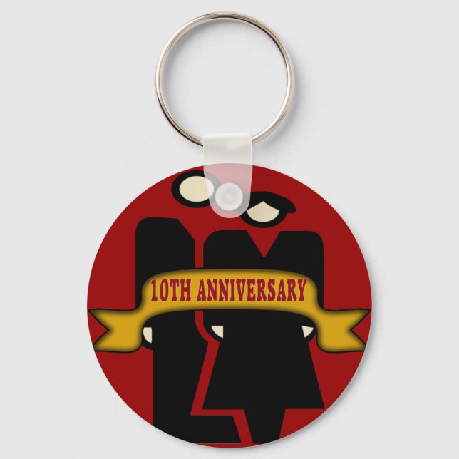 10th Wedding Anniversary Gifts Key Ring (Front)