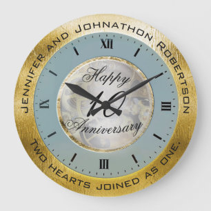 10th Wedding Anniversary Large Clock
