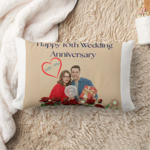 10th Wedding Anniversary Lumbar Cushion