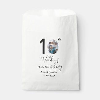10th wedding anniversary name photo bold letter st favour bag