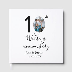 10th wedding anniversary name photo bold letter st guest book